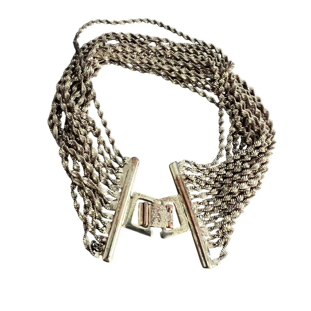 Gold tone metallic twist multi strand chain elegant bracelet